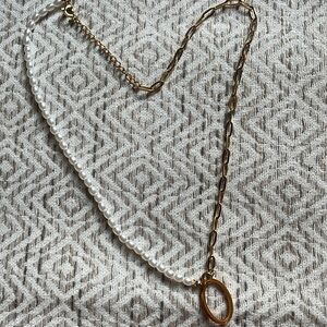 Slide Jewels Two Toned Gold and Pearl‎ Necklace